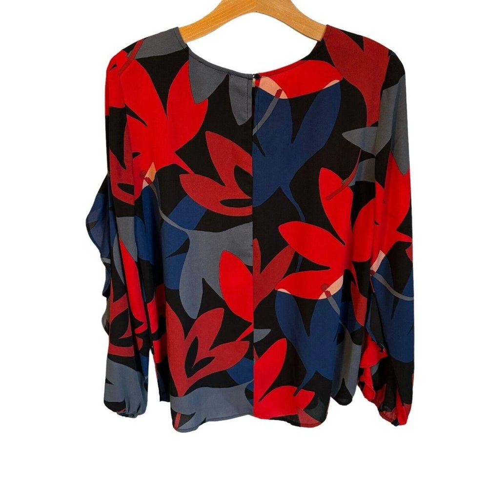 Loft Blouse Multi Floral Ruffle - Picture 3 of 12